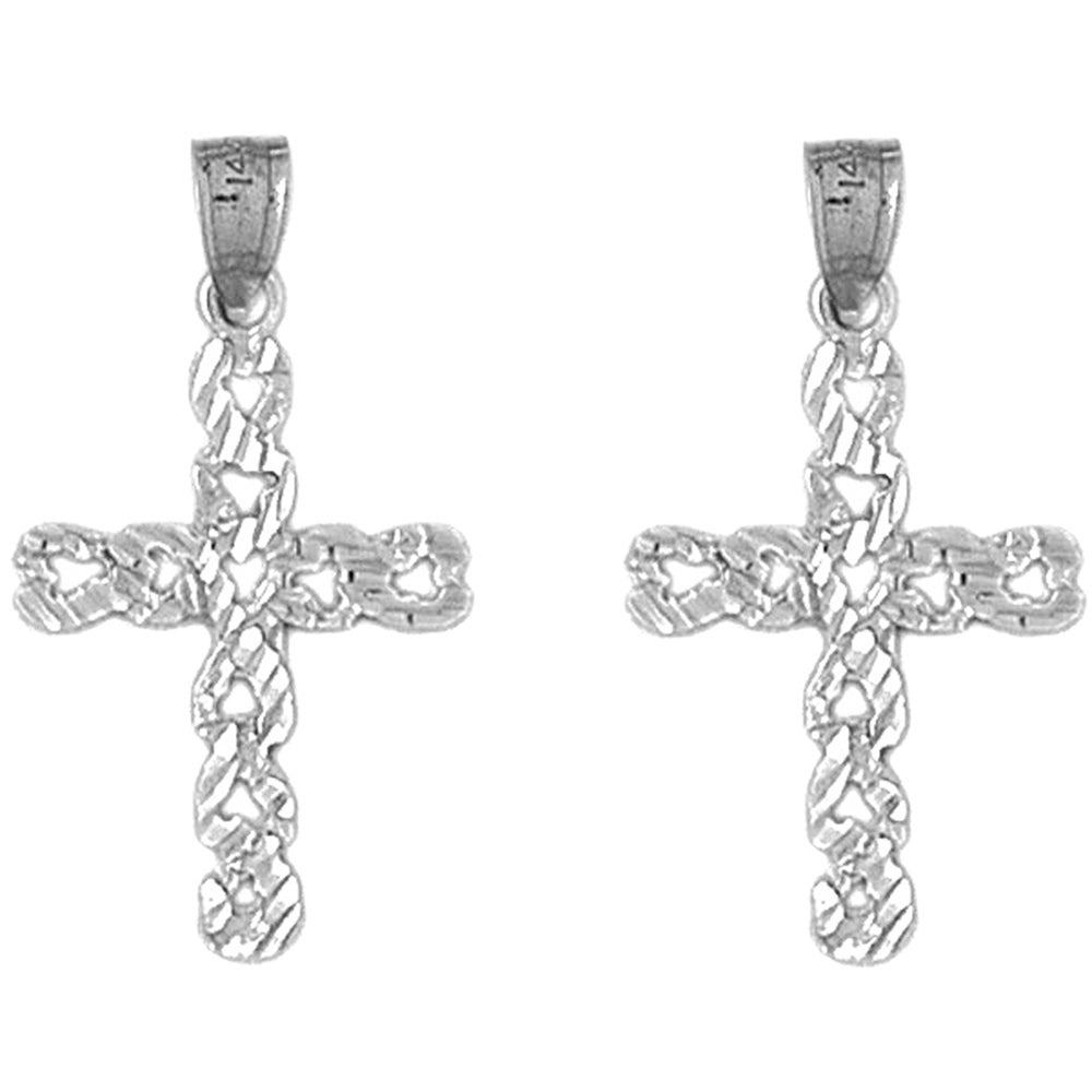 Sterling Silver 31mm Cross Earrings