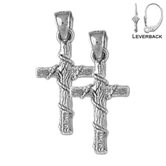 14K or 18K Gold Roped Cross Earrings