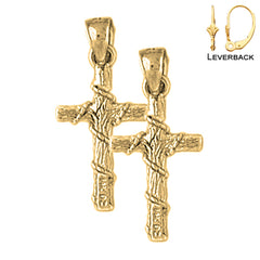 14K oder 18K Gold Ohrringe mit Kreuz