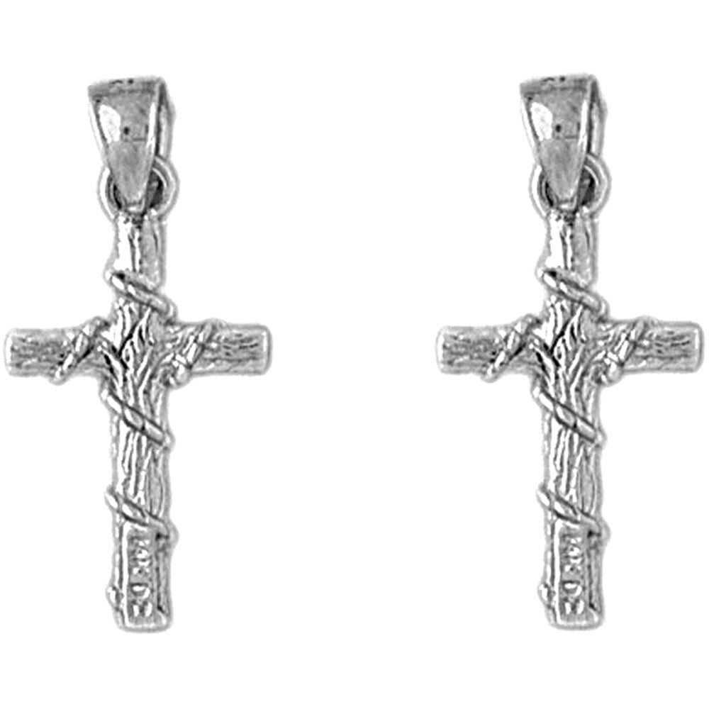 Sterling Silver 26mm Roped Cross Earrings