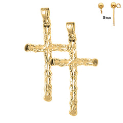 Sterling Silver 39mm Latin Cross Earrings (White or Yellow Gold Plated)