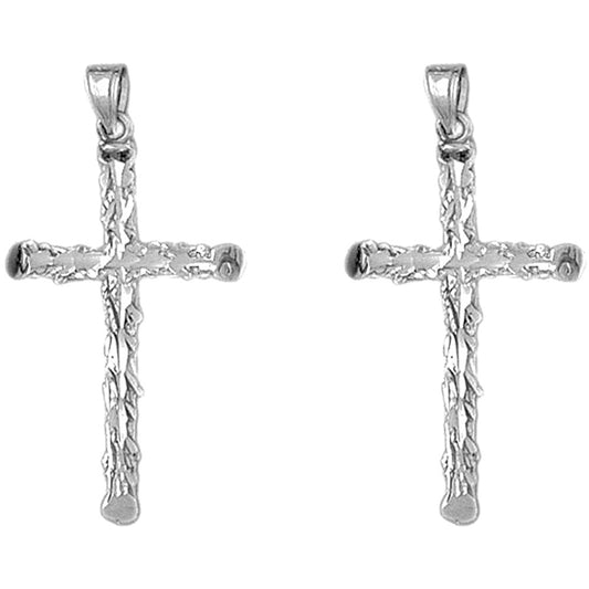 14K or 18K Gold 39mm Latin Cross Earrings