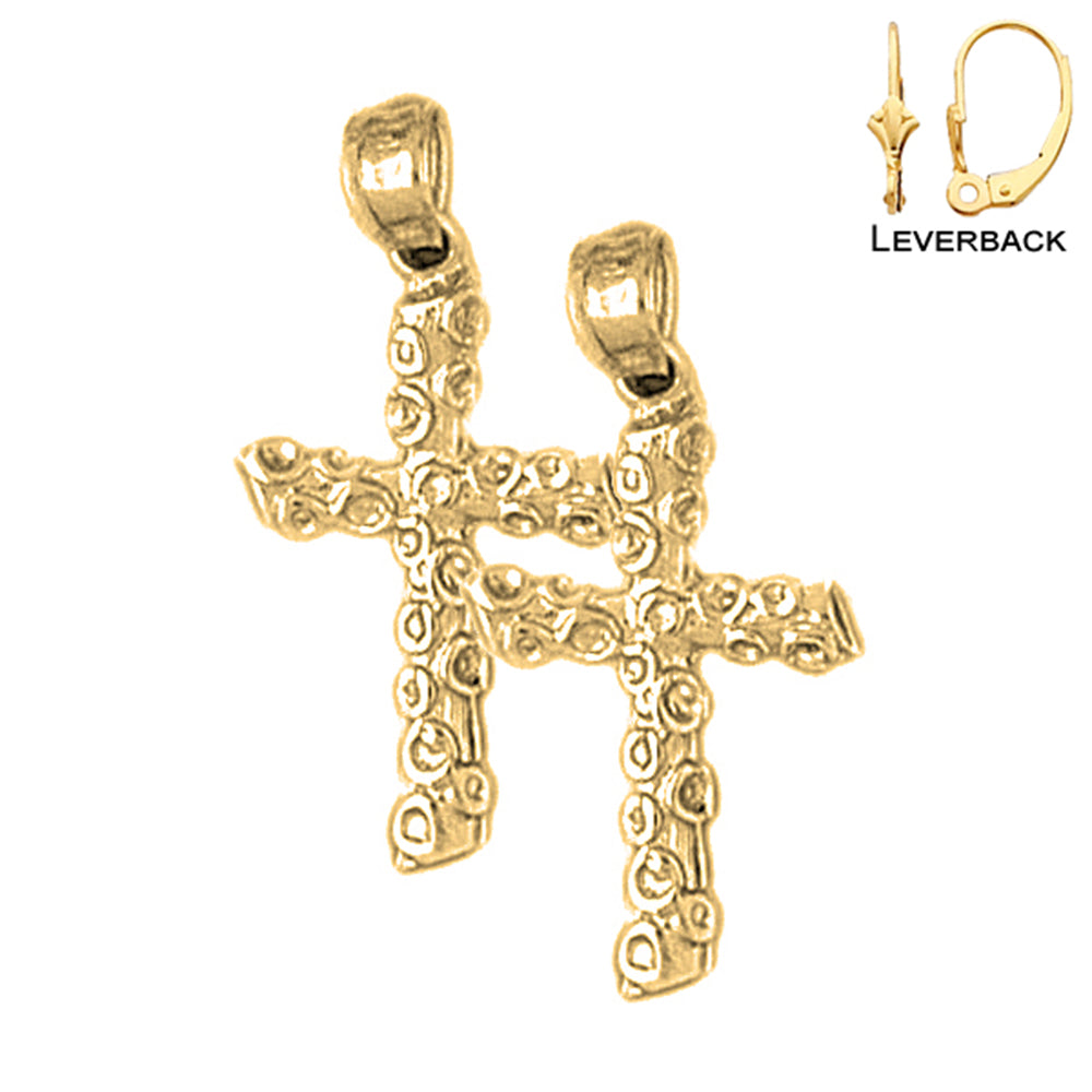 14K or 18K Gold Latin Cross Earrings