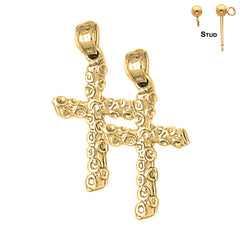 Sterling Silver 27mm Latin Cross Earrings (White or Yellow Gold Plated)