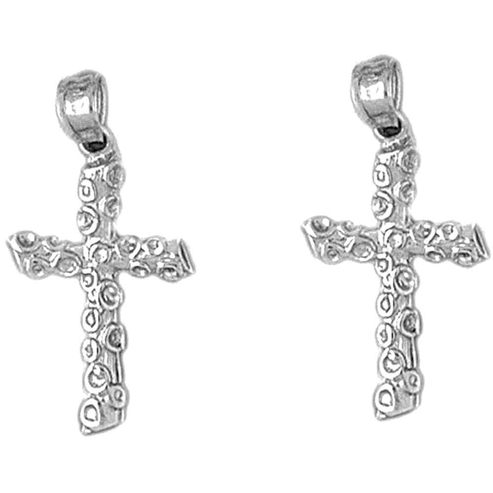 Sterling Silver 27mm Latin Cross Earrings