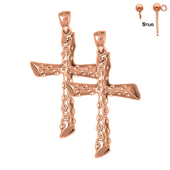 14K or 18K Gold Latin Cross Earrings