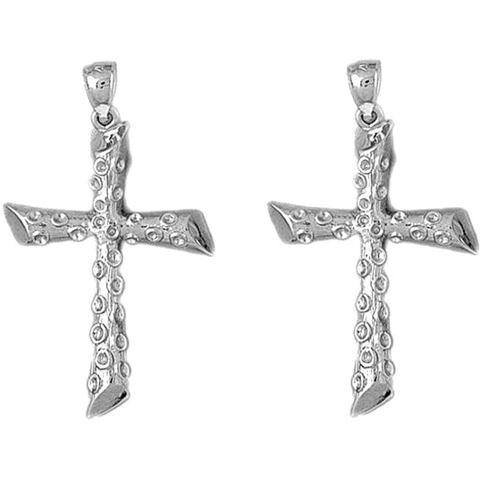 Sterling Silver 39mm Latin Cross Earrings