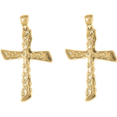 Yellow Gold-plated Silver 39mm Latin Cross Earrings