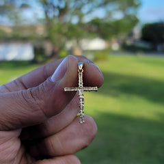 14K or 18K Gold Bamboo Cross Pendant