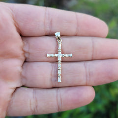 14K or 18K Gold Bamboo Cross Pendant