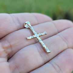 14K or 18K Gold Bamboo Cross Pendant