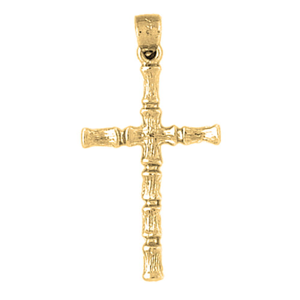 14K or 18K Gold Bamboo Cross Pendant