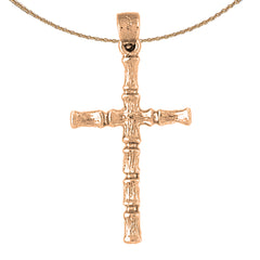 14K or 18K Gold Bamboo Cross Pendant