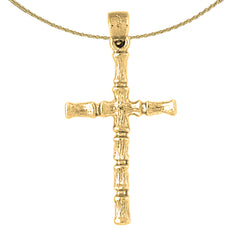 14K or 18K Gold Bamboo Cross Pendant