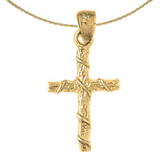 Colgante de cruz con cuerda de oro de 14 quilates o 18 quilates