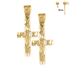 14K or 18K Gold Nugget Cross Earrings