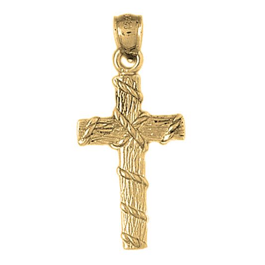 10K, 14K or 18K Gold Roped Cross Pendant