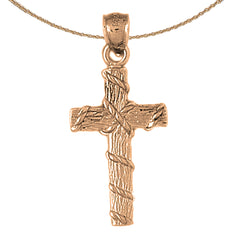 10K, 14K or 18K Gold Roped Cross Pendant