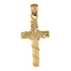 10K, 14K or 18K Gold Roped Cross Pendant