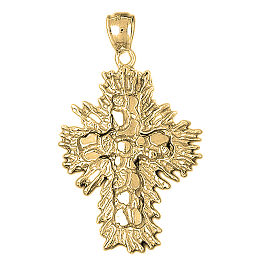 10K, 14K or 18K Gold Nugget Cross Pendant