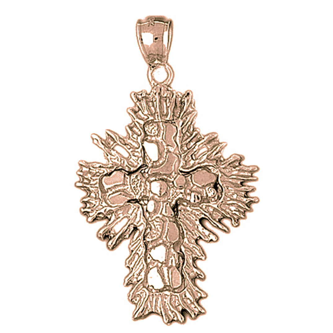 10K, 14K or 18K Gold Nugget Cross Pendant