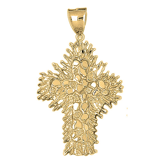 10K, 14K or 18K Gold Nugget Cross Pendant