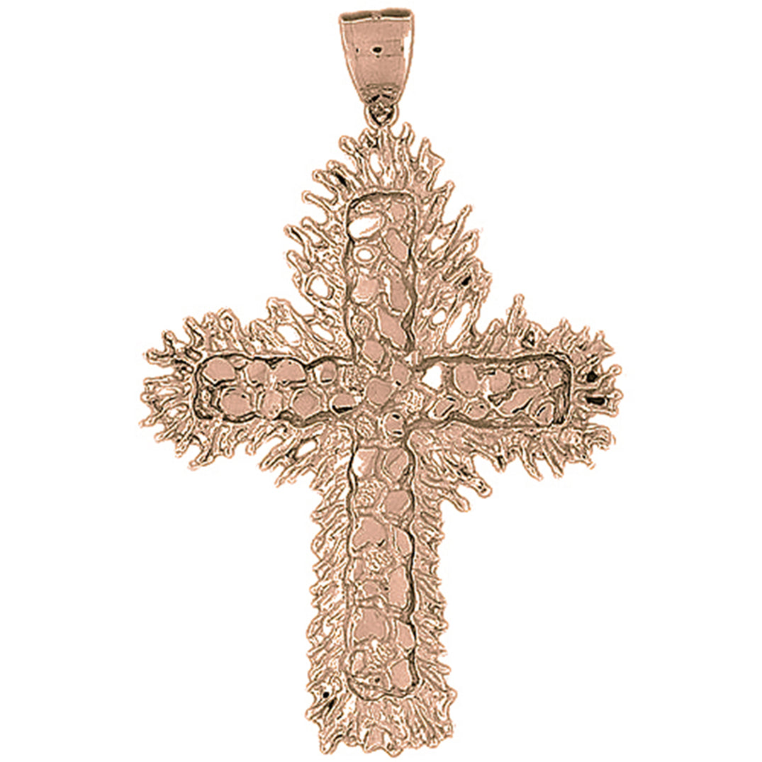 10K, 14K or 18K Gold Nugget Cross Pendant