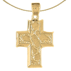 10K, 14K or 18K Gold Nugget Cross Pendant