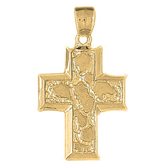 10K, 14K or 18K Gold Nugget Cross Pendant