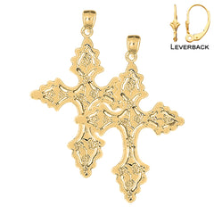 14K or 18K Gold Nugget Cross Earrings