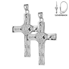 14K or 18K Gold Coticed Nugget Cross Earrings