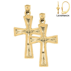 14K oder 18K Gold Nugget Kreuz Ohrringe