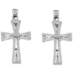 Sterling Silver 44mm Nugget Cross Earrings