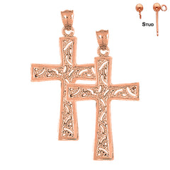 14K or 18K Gold Nugget Cross Earrings