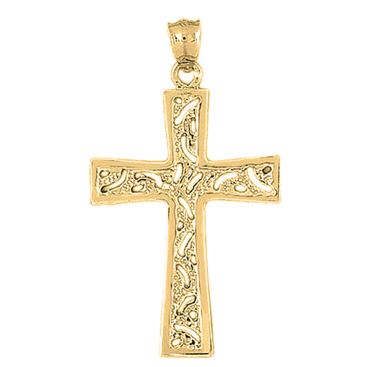 10K, 14K or 18K Gold Nugget Cross Pendant