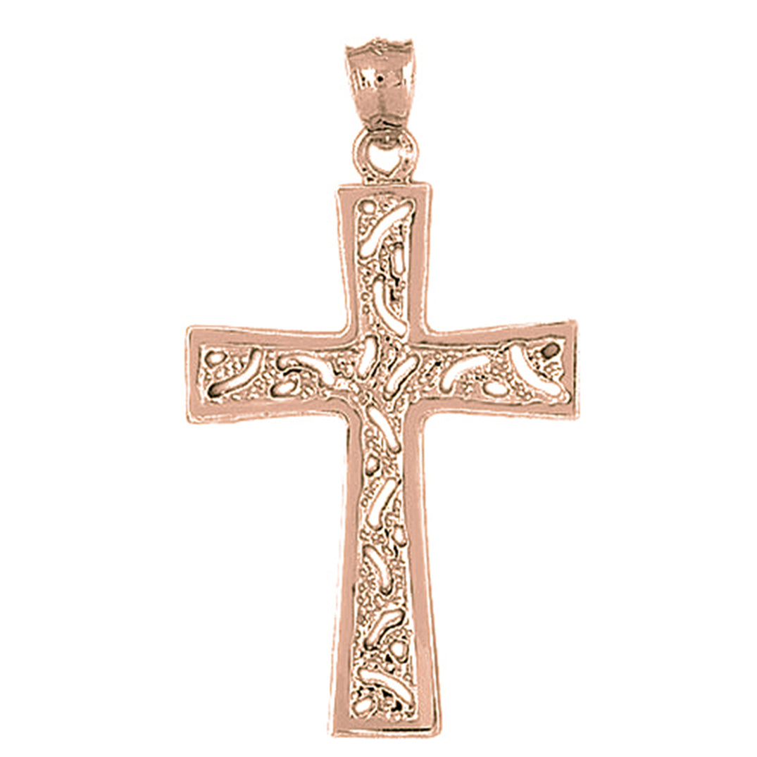 10K, 14K or 18K Gold Nugget Cross Pendant