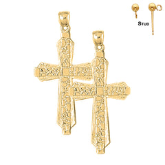 14K or 18K Gold Latin Nugget Cross Earrings