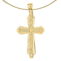 Colgante de cruz de pepita latina de oro de 10 quilates, 14 quilates o 18 quilates