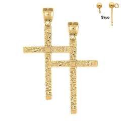 14K oder 18K Gold Lateinische Nugget Kreuz Ohrringe