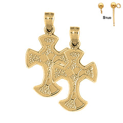 Pendientes de cruz de pepita de plata de ley de 31 mm (chapados en oro blanco o amarillo)