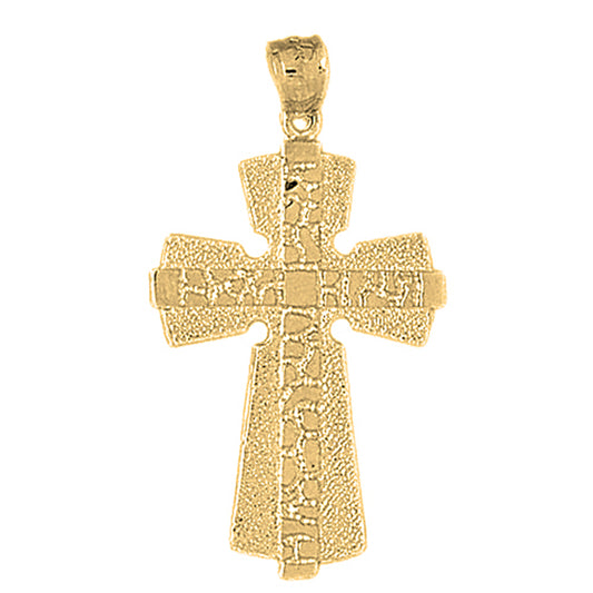 10K, 14K or 18K Gold Nugget Cross Pendant