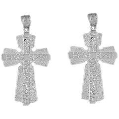 Sterling Silver 45mm Nugget Cross Earrings