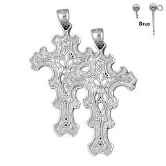 14K or 18K Gold Floral Cross Earrings