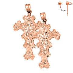 14K oder 18K Gold Florale Kreuz Ohrringe