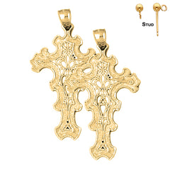 Pendientes de cruz floral de oro de 14 quilates o 18 quilates