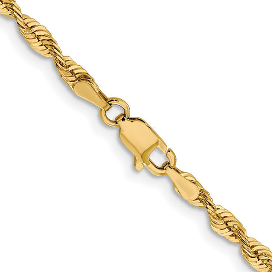 10K Yellow Gold 3mm Diamond-cut Lightweight Rope Chain