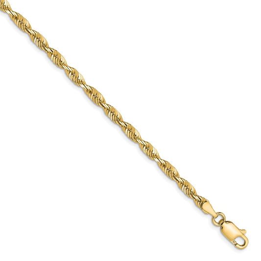 10K Yellow Gold 3mm Diamond-cut Lightweight Rope Chain