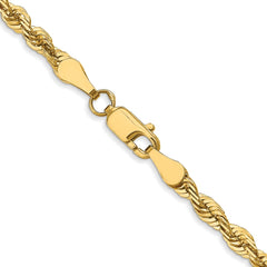 Cadena de cuerda ligera con corte de diamante de 3,5 mm de oro amarillo de 10 quilates