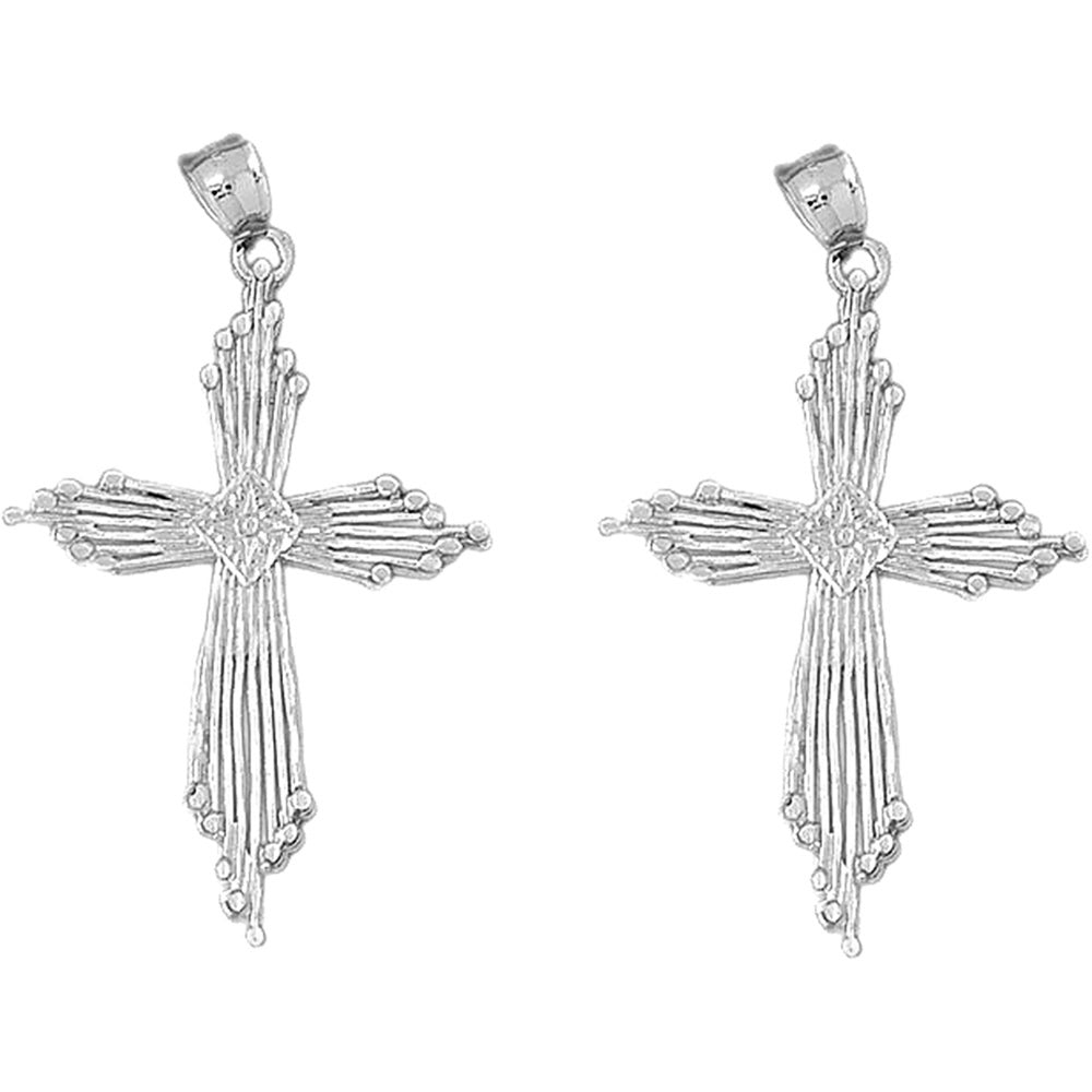 14K or 18K Gold 59mm Cross Earrings