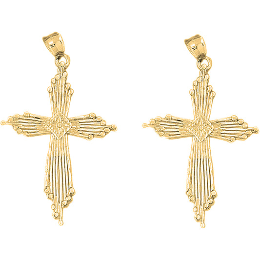 14K or 18K Gold 59mm Cross Earrings